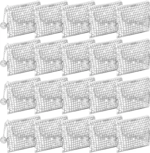 20 Pack Disco Cosmetic Bags Portable Silver Glitter Sequin Mirror Makeup Organizer with Zipper, Suit for Bachelorette, New Years Eve, 70s, 80s, 90s Disco Party Favors
