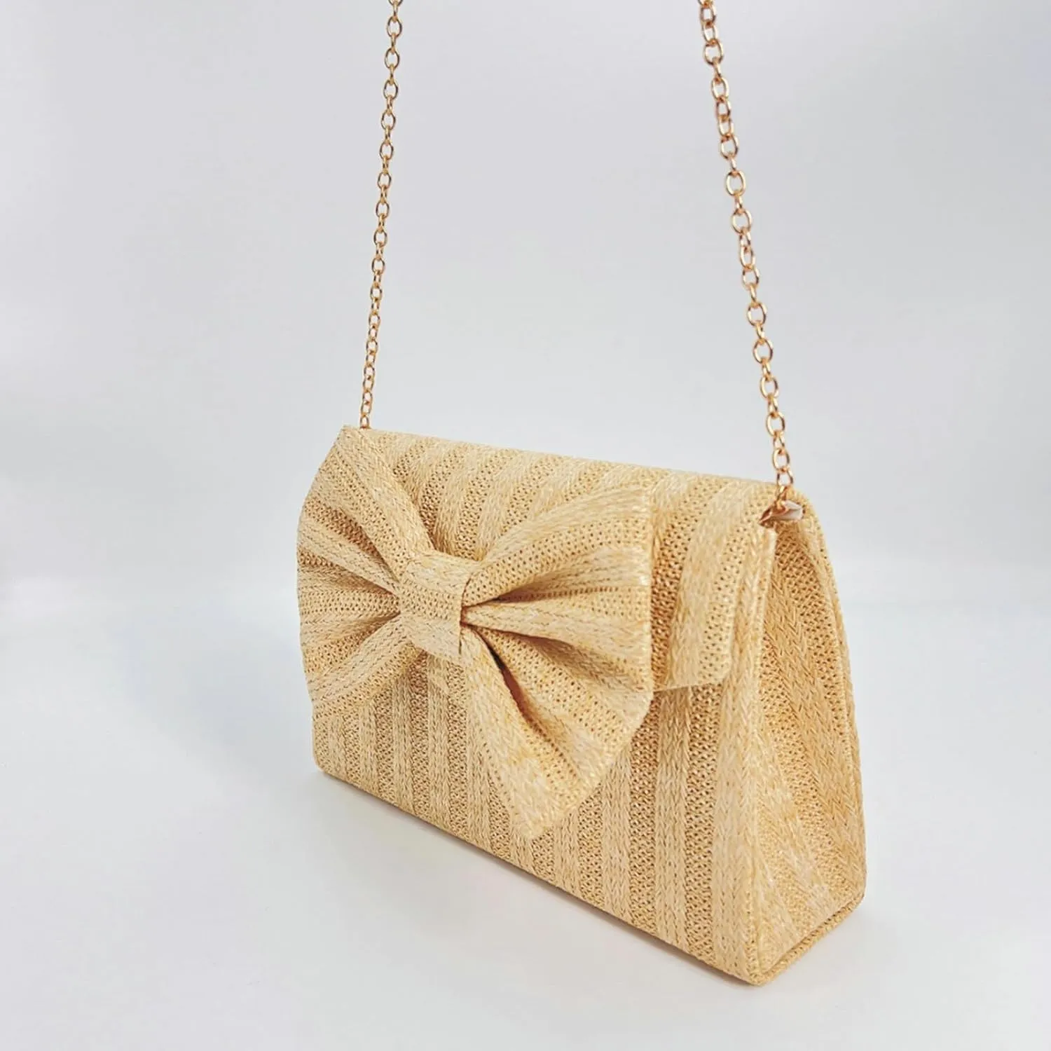 2025 Straw Beach Bag Women Woven Tote Crochet Crossbody Purse Wedding Clutch Striped Summer Bow Flip Top Handbag