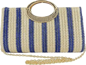 2025 Straw Beach Bag Women Woven Tote Crochet Crossbody Purse Wedding Clutch Striped Summer Bow Flip Top Handbag