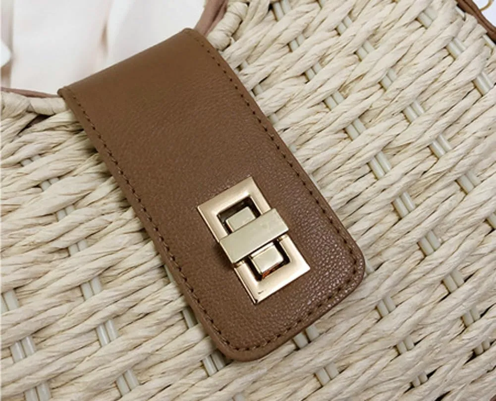 2025 Women's Woven Straw Bag – Spring Summer Beach Crossbody Purse, Stylish Boho Shoulder Bag for Vacation
