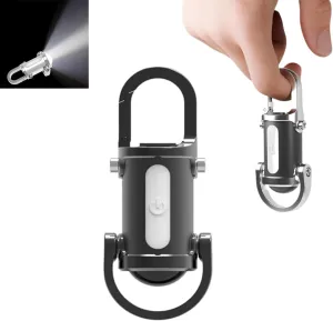3 in 1 Mini Torch Waterproof Mini Flashlight Keychain Portable Rechargeable Flashlight Keychain for Outdoor Camping (Black)