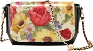 3d with Flowers on a Beige Leather Bag for Women Crossbody, Leather Shoulder Bags for Women