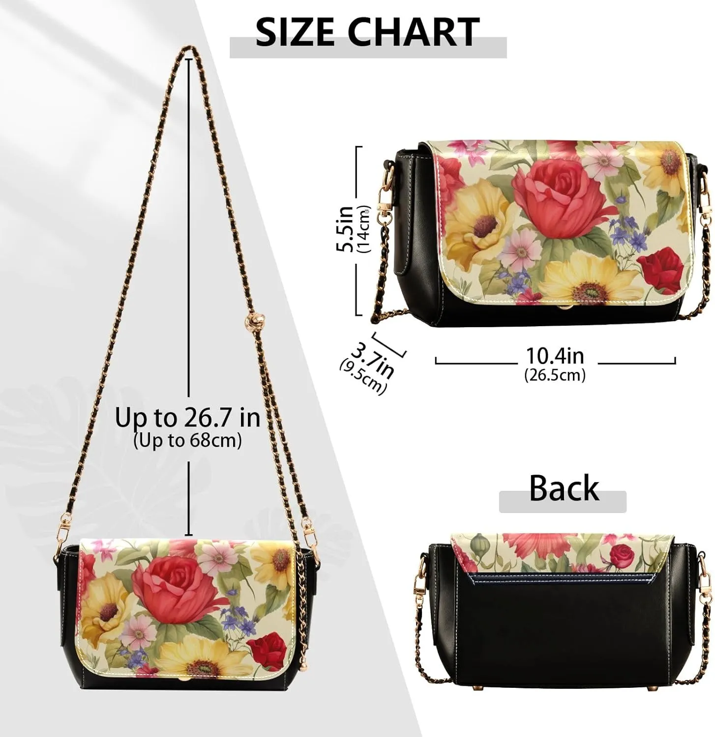 3d with Flowers on a Beige Leather Bag for Women Crossbody, Leather Shoulder Bags for Women