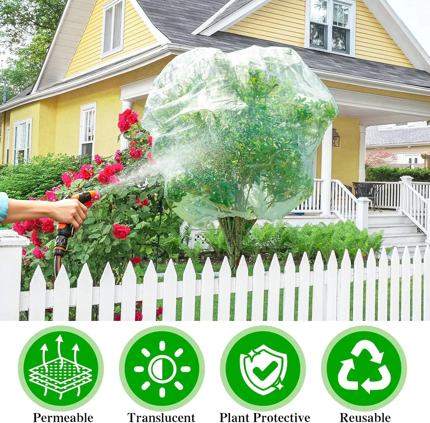 4 Pcs Plant Barrier Net Mesh, Plant Barrier Net Mesh, Bird Netting, Barrier Bags for Vegetables Fruits, Tomato Plant Netting for Protect Plants from Birds(6.56 x 6.56 FT)
