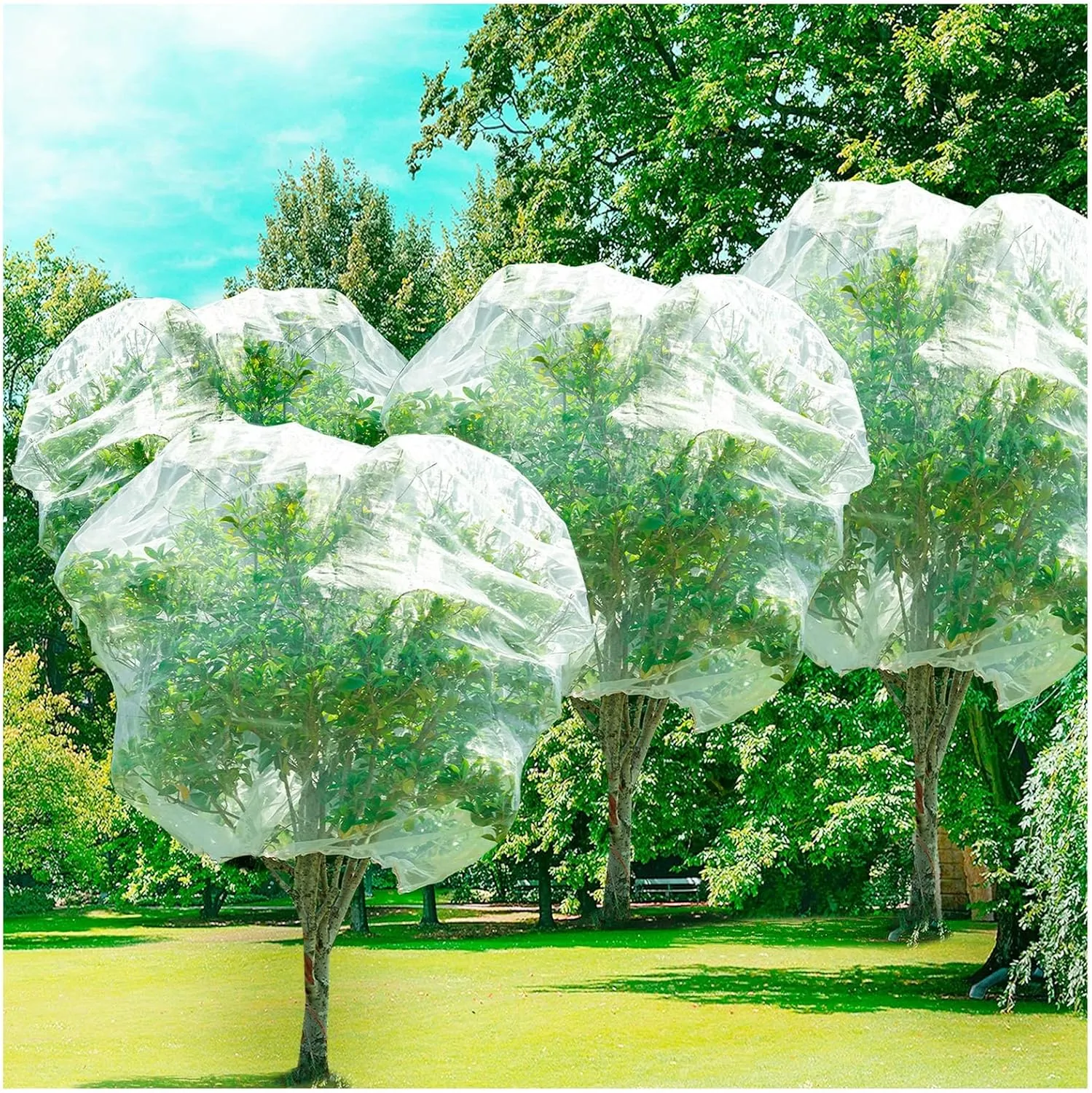 4 Pcs Plant Barrier Net Mesh, Plant Barrier Net Mesh, Bird Netting, Barrier Bags for Vegetables Fruits, Tomato Plant Netting for Protect Plants from Birds(6.56 x 6.56 FT)