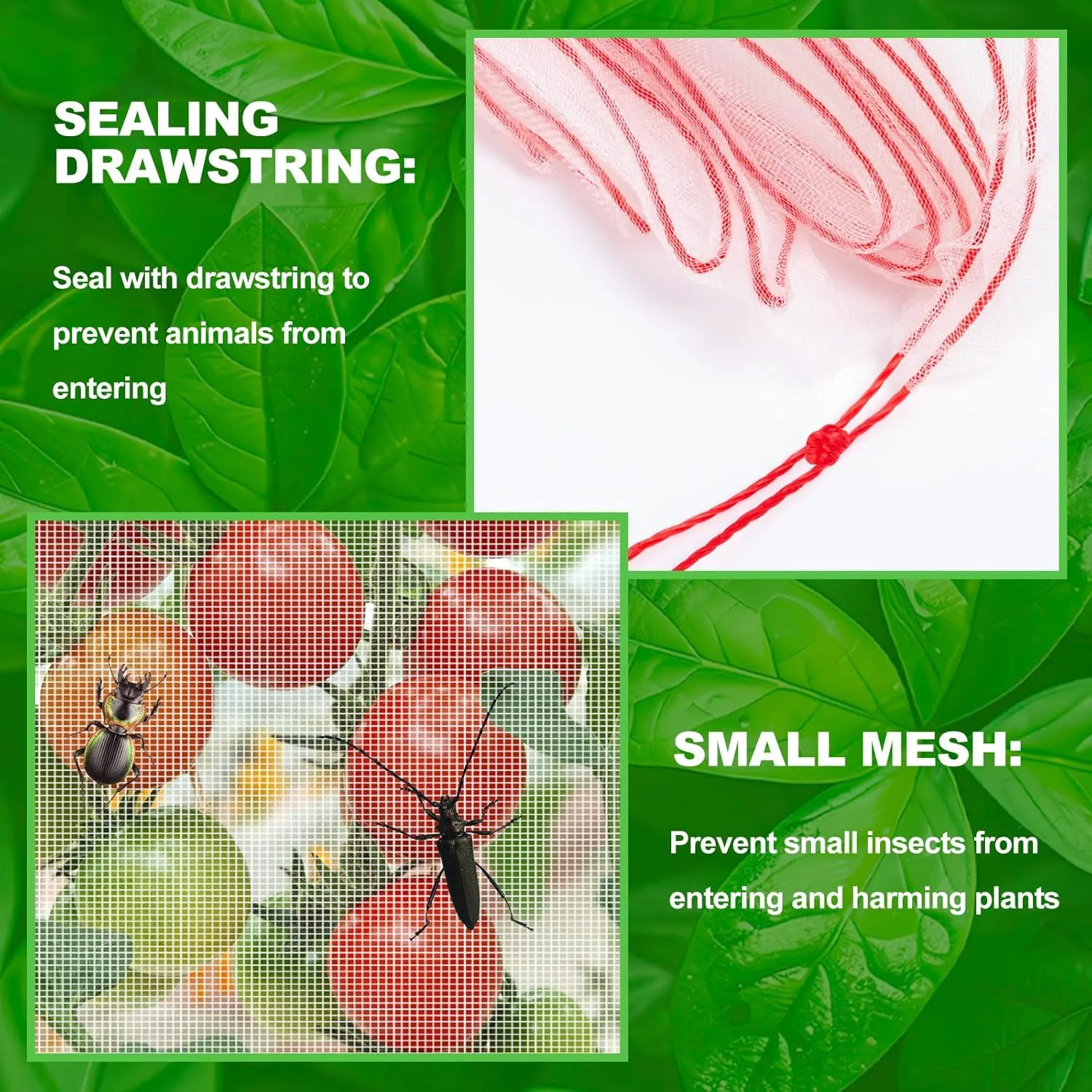 4 Pcs Plant Barrier Net Mesh, Plant Barrier Net Mesh, Bird Netting, Barrier Bags for Vegetables Fruits, Tomato Plant Netting for Protect Plants from Birds(6.56 x 6.56 FT)