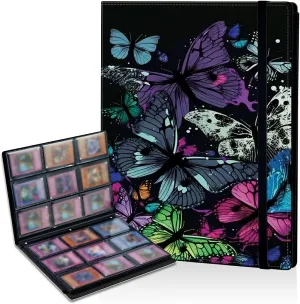 9 Pocket Card Binder, Waterproof Trading Card Folders with Double Sided Pockets, 900 Card Collection Binder for Game Cards/Most Standard Size Cards/Sports Cards, ColorfuL Butterfly