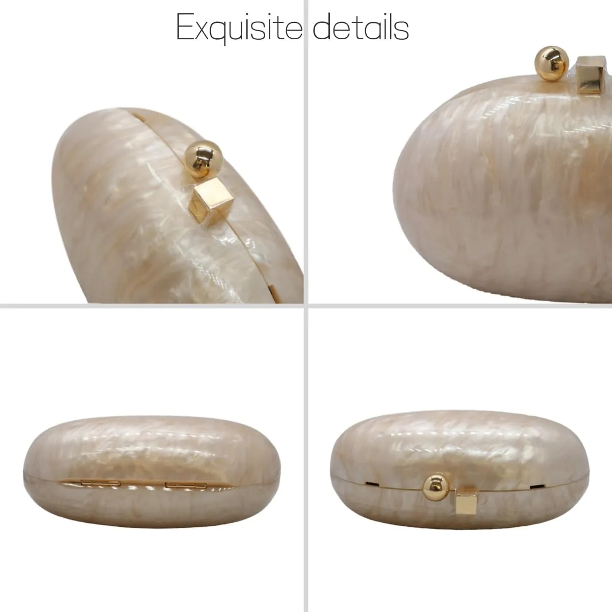 Acrylic Evening Clutch Bag for Women Shell Shape Shoulder Crossbody Bag Glitter Marble Purse Handbag