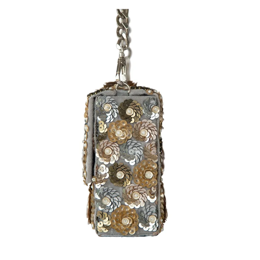 Adora By Ankita Multi-Color Metallic Wildflower Clutch Bag
