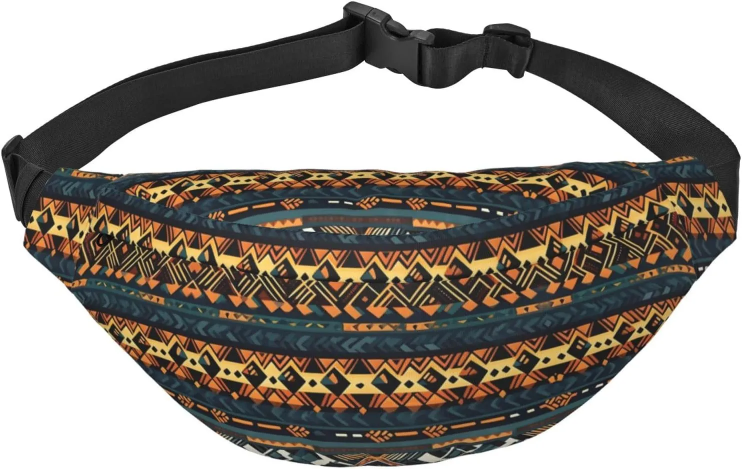African Tribal Ethnic Texture Print Large Crossbody Fanny Pack, Cute Waterproof Waist Pack Belt Bag For Men, Women, Stylish Running Accessory