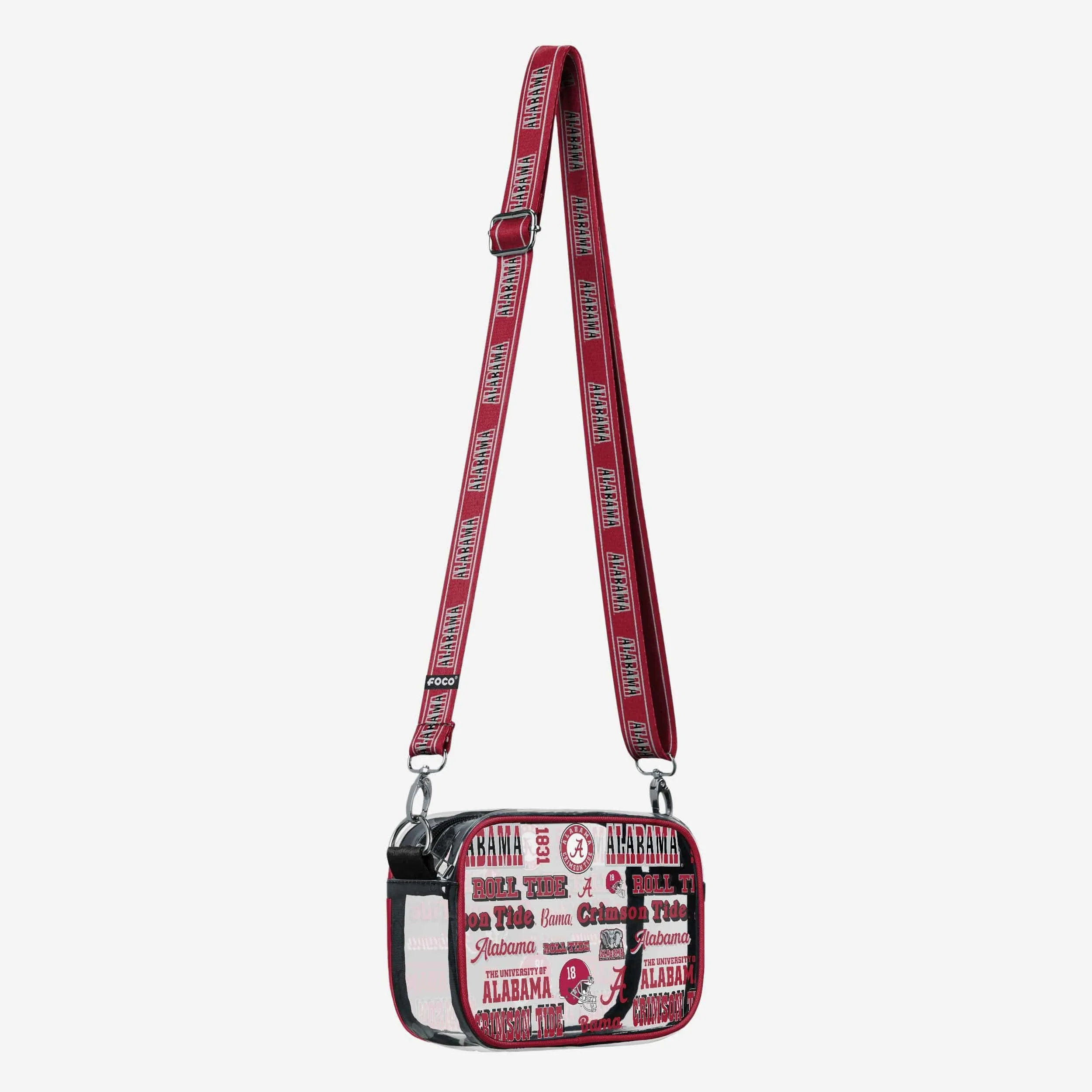 Alabama Crimson Tide Repeat Retro Print Clear Crossbody Bag