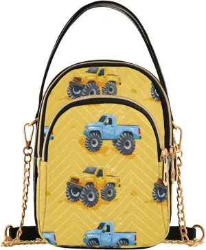ALAZA Quilted Crossbody Bags for Women,Monster Truck Cartoon Women's Crossbody Handbags Small Travel Purses Phone Bag