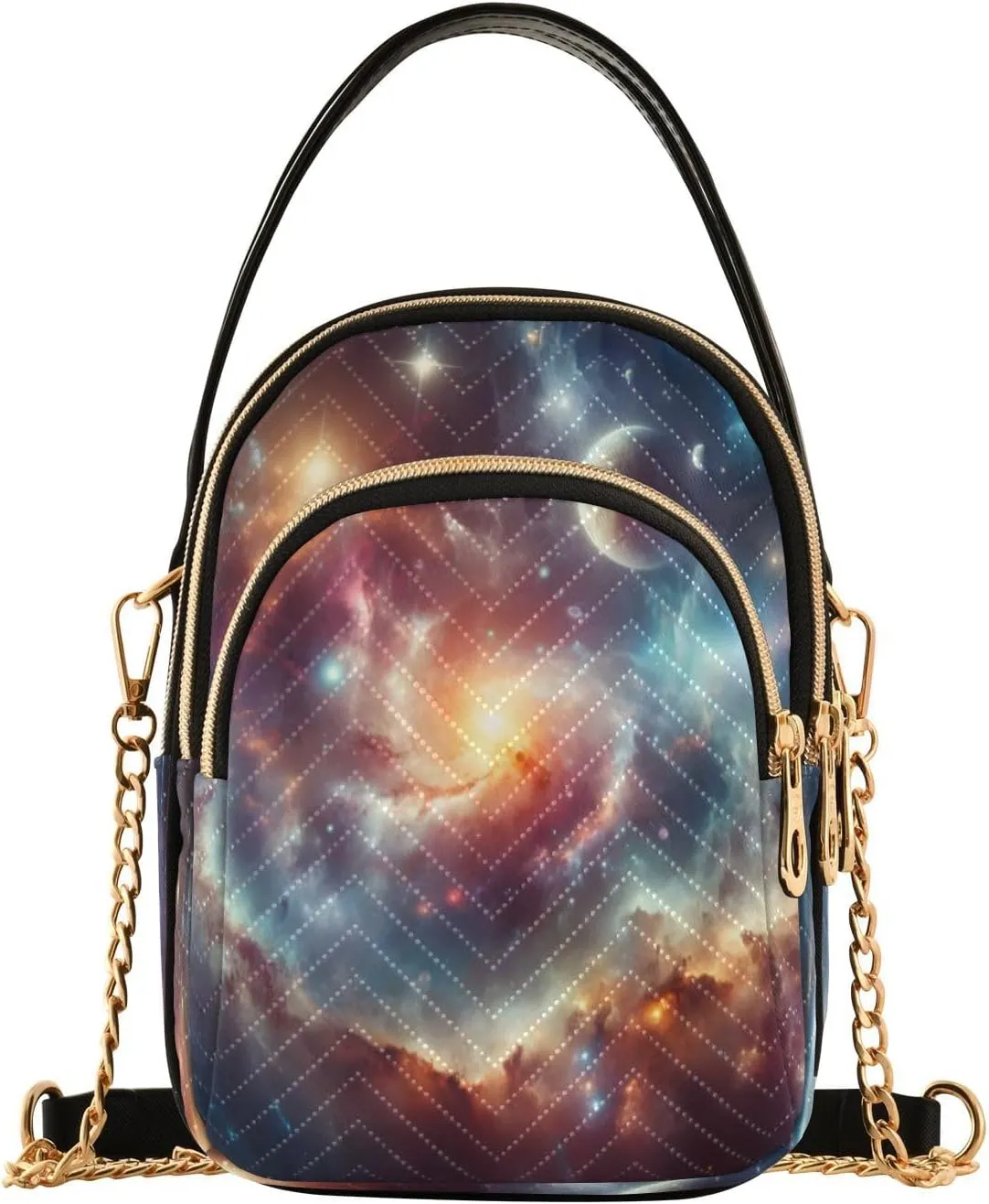 ALAZA Quilted Crossbody Bags for Women,Space Universe Women's Crossbody Handbags Small Travel Purses Phone Bag