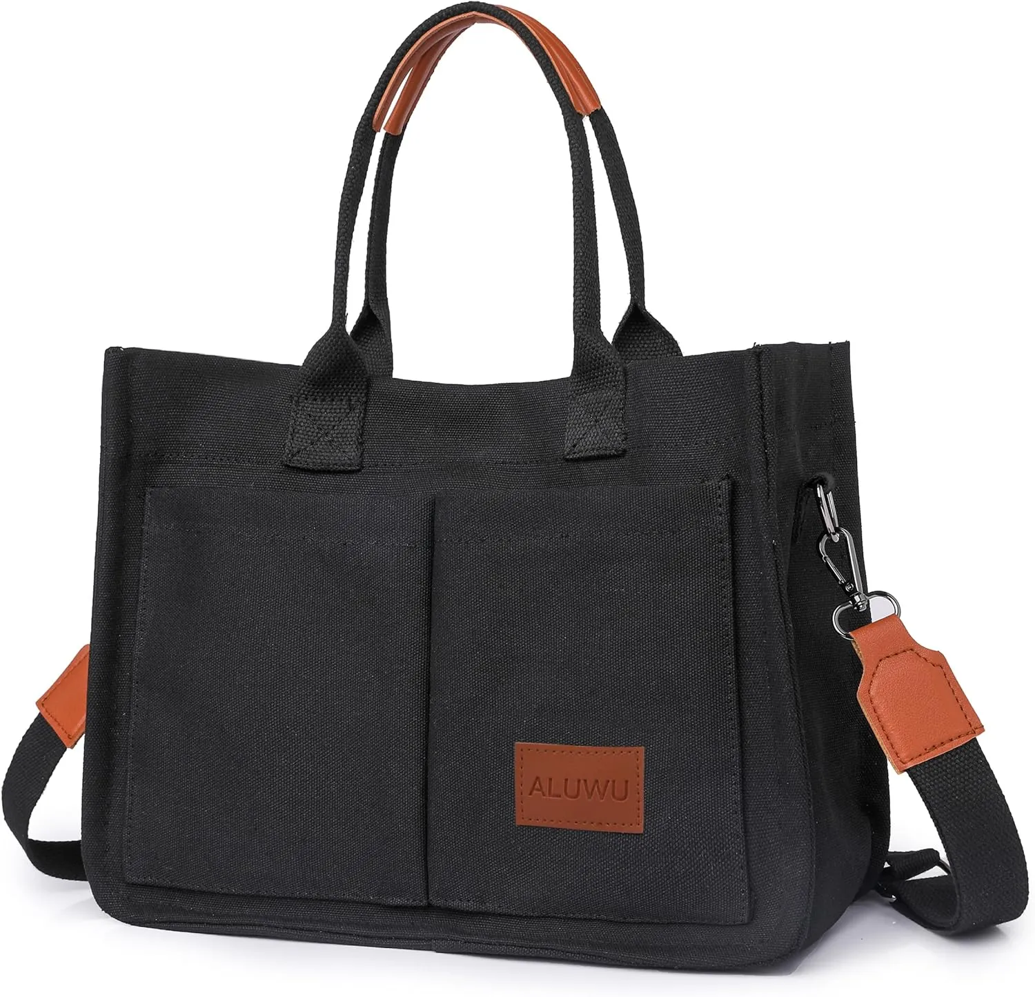 ALUWU Work Tote Bags for Women, Canvas Tote bag Womens Purse Handbags Crossbody Laptop Book Bag for Travel Nurse College Gift