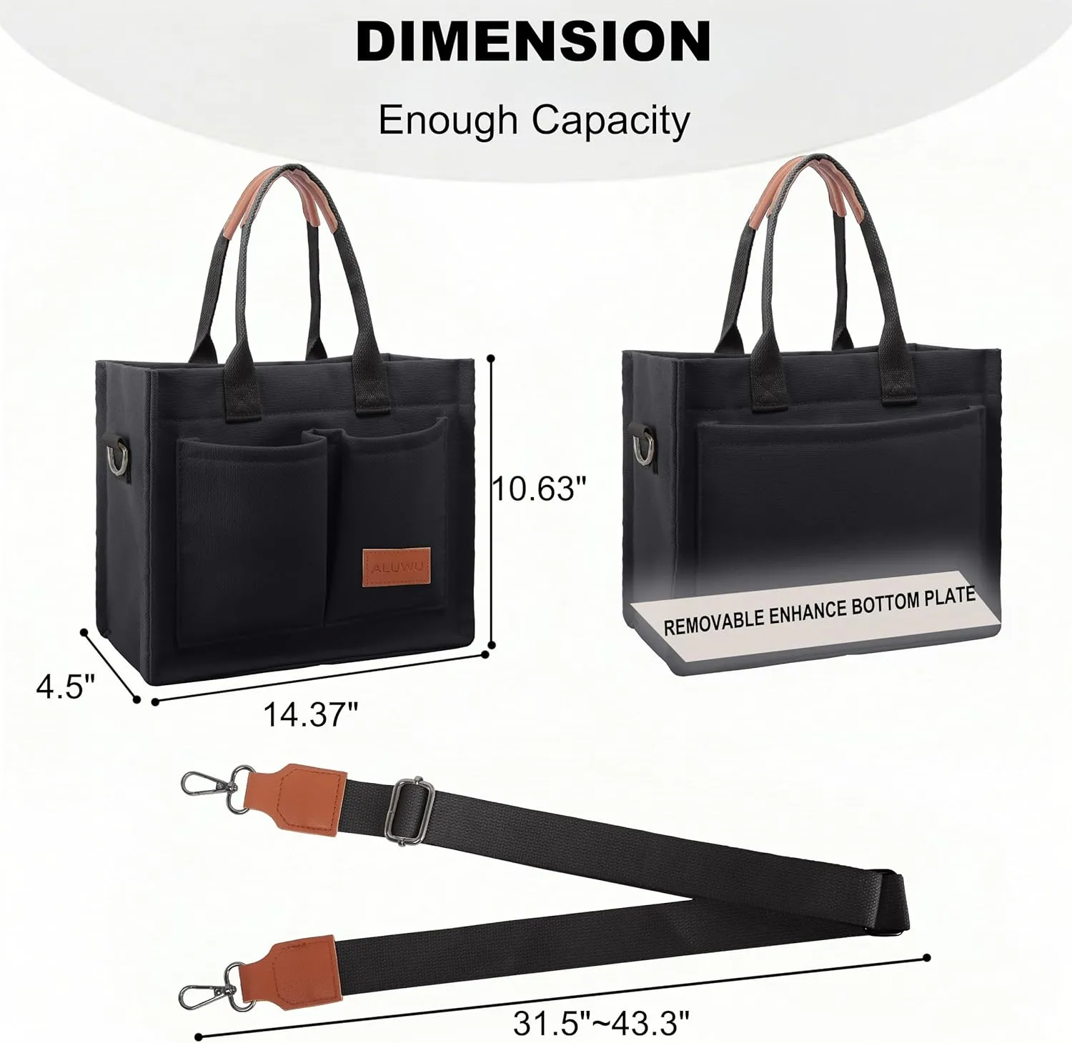 ALUWU Work Tote Bags for Women, Canvas Tote bag Womens Purse Handbags Crossbody Laptop Book Bag for Travel Nurse College Gift