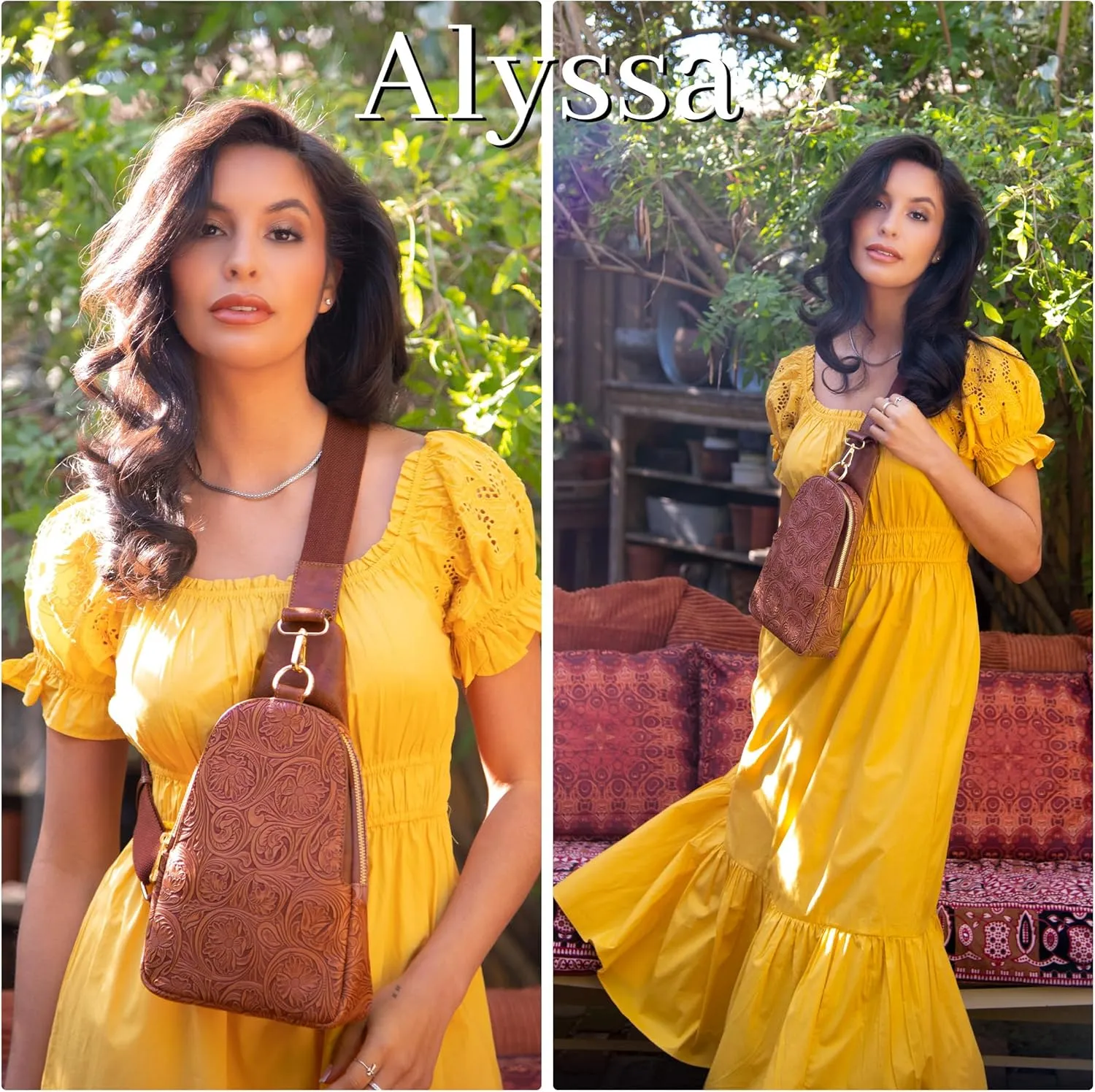 ALYSSA Small Sling Bag for Women Crossbody Purses Vegan Leather Crossbody Bags Fanny Pack Chest Bag for Travel