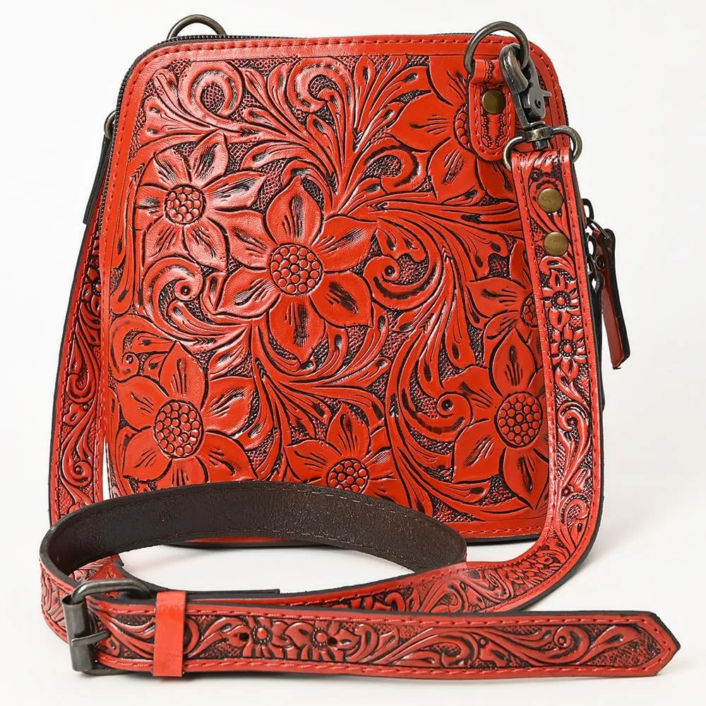 American Darling Cross Body Hand Tooled Genuine Leather women bag western handbag purse, Black