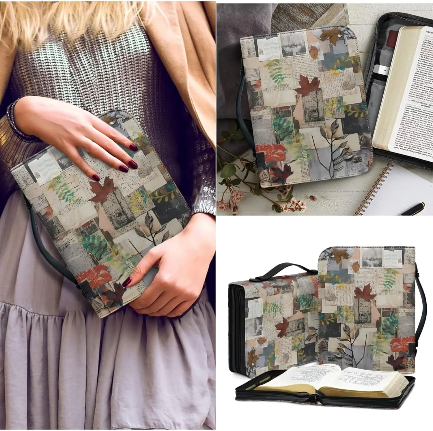 American Flag Bible Covers for Women Bible Carrying Case with Bookmark ZipperedChurch Bag Bible Protective