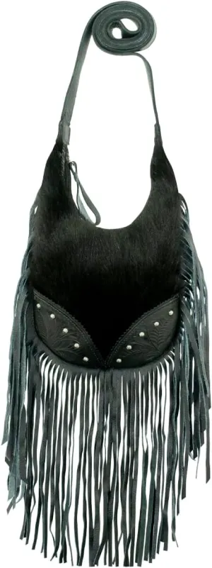 American West Fringed Cowgirl Crossbody with Fringe | Hand-Tooled Genuine Leather