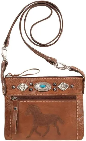 American West Women's Trail Rider Crossbody Bag Brown One Size