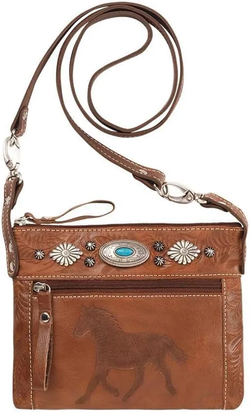 American West Women's Trail Rider Crossbody Bag Brown One Size