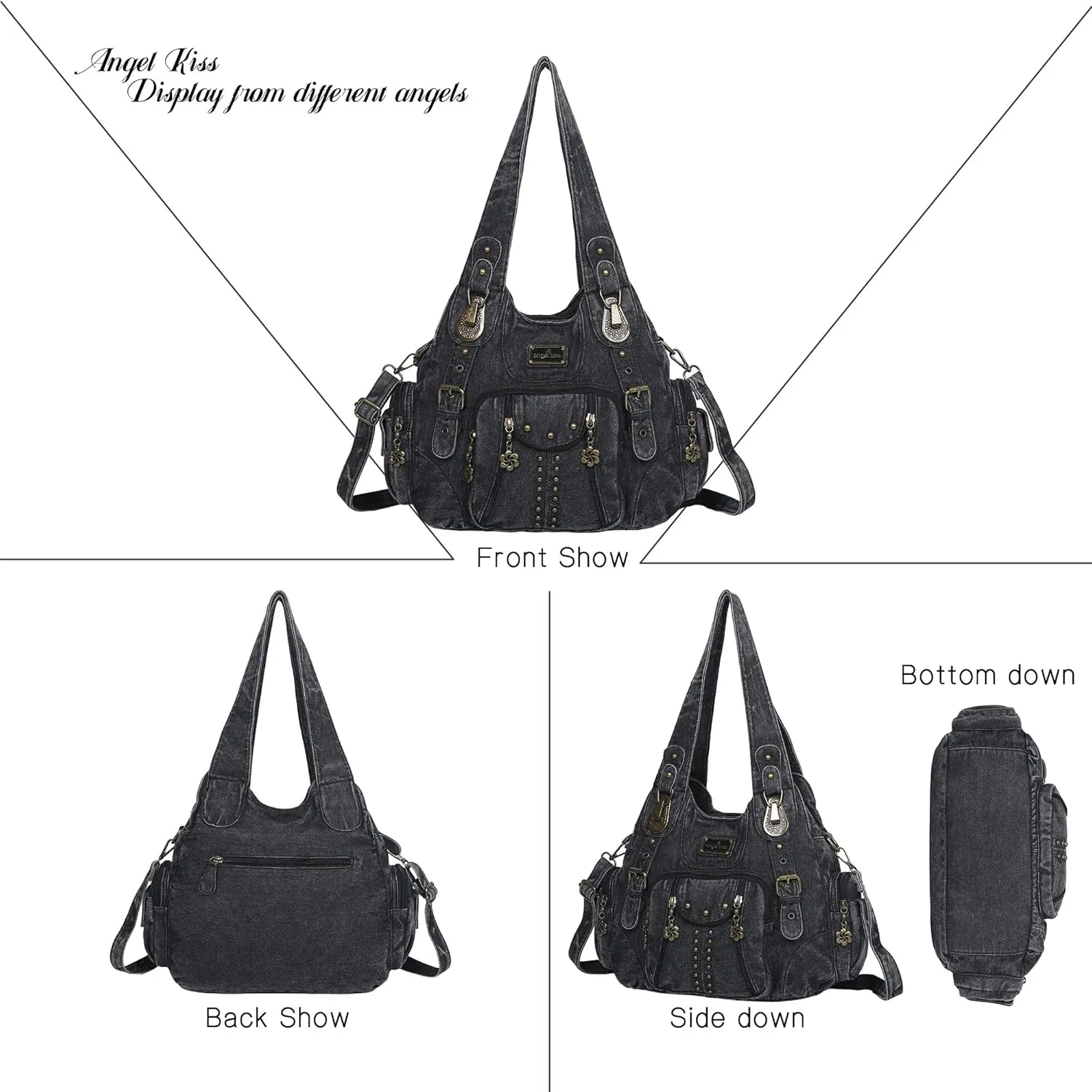 Angel Kiss Purses for Women Soft PU Leather Large Hobo Bags for Women Shoulder Bag