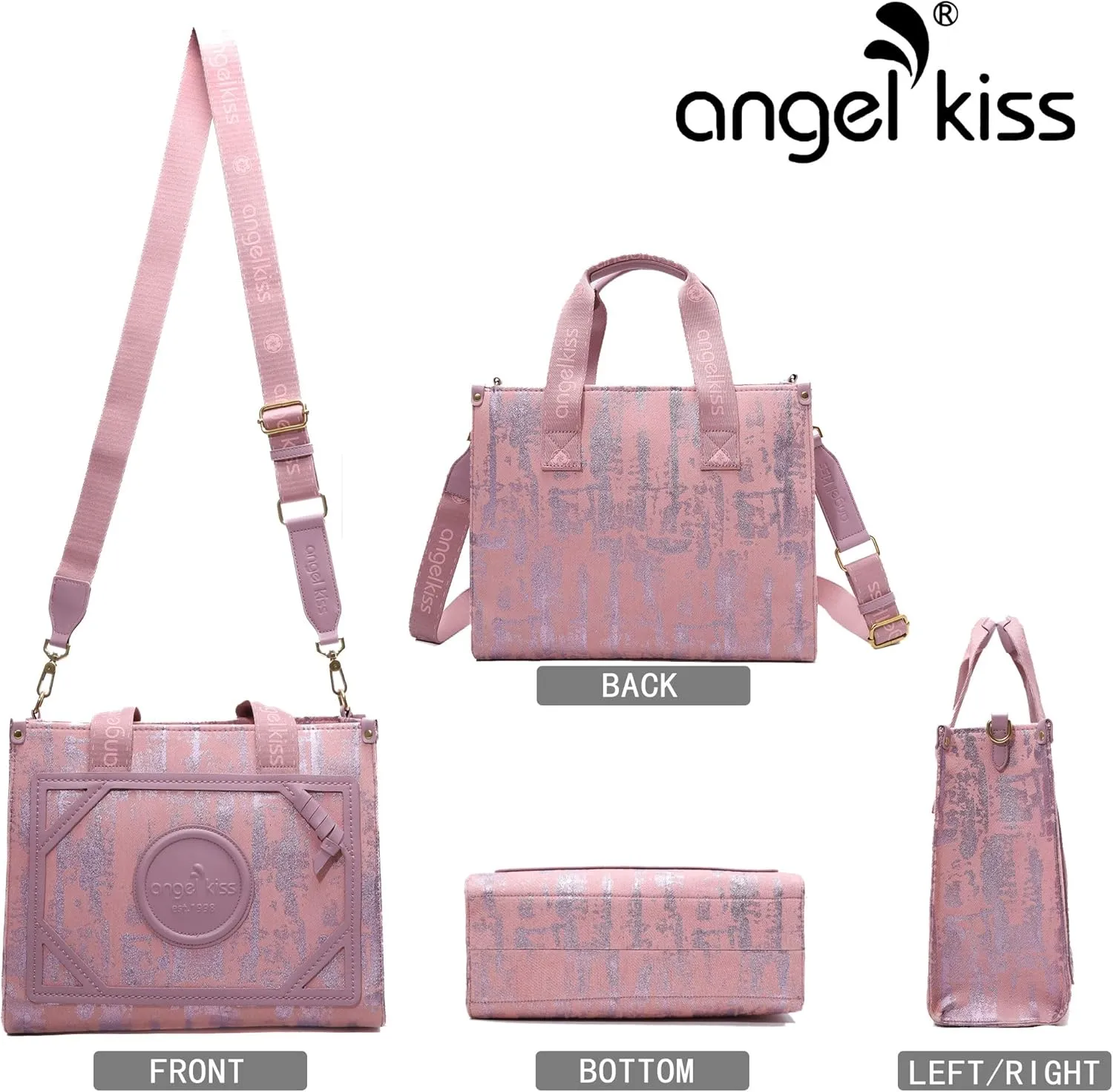 Angel Kiss Tote Bag Purses for Women Medium Top-handle Satchel Handbags with Crossbody Srtap