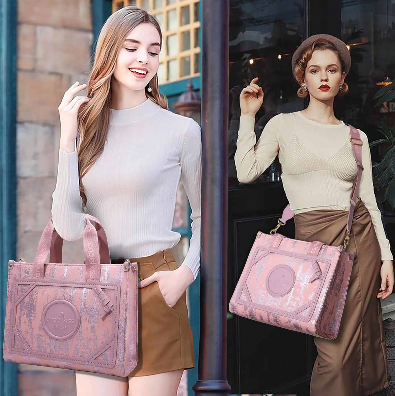 Angel Kiss Tote Bag Purses for Women Medium Top-handle Satchel Handbags with Crossbody Srtap