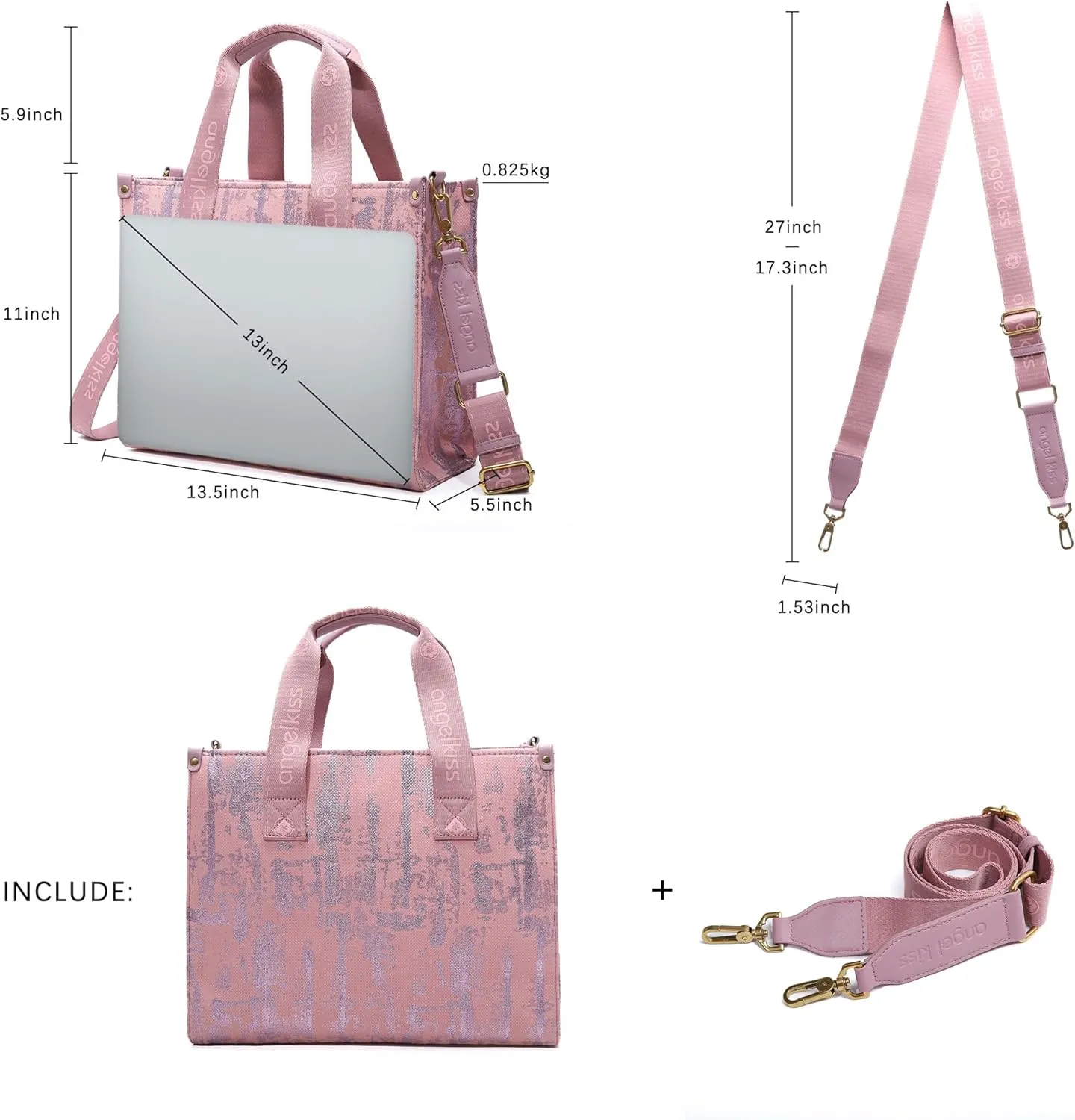 Angel Kiss Tote Bag Purses for Women Medium Top-handle Satchel Handbags with Crossbody Srtap