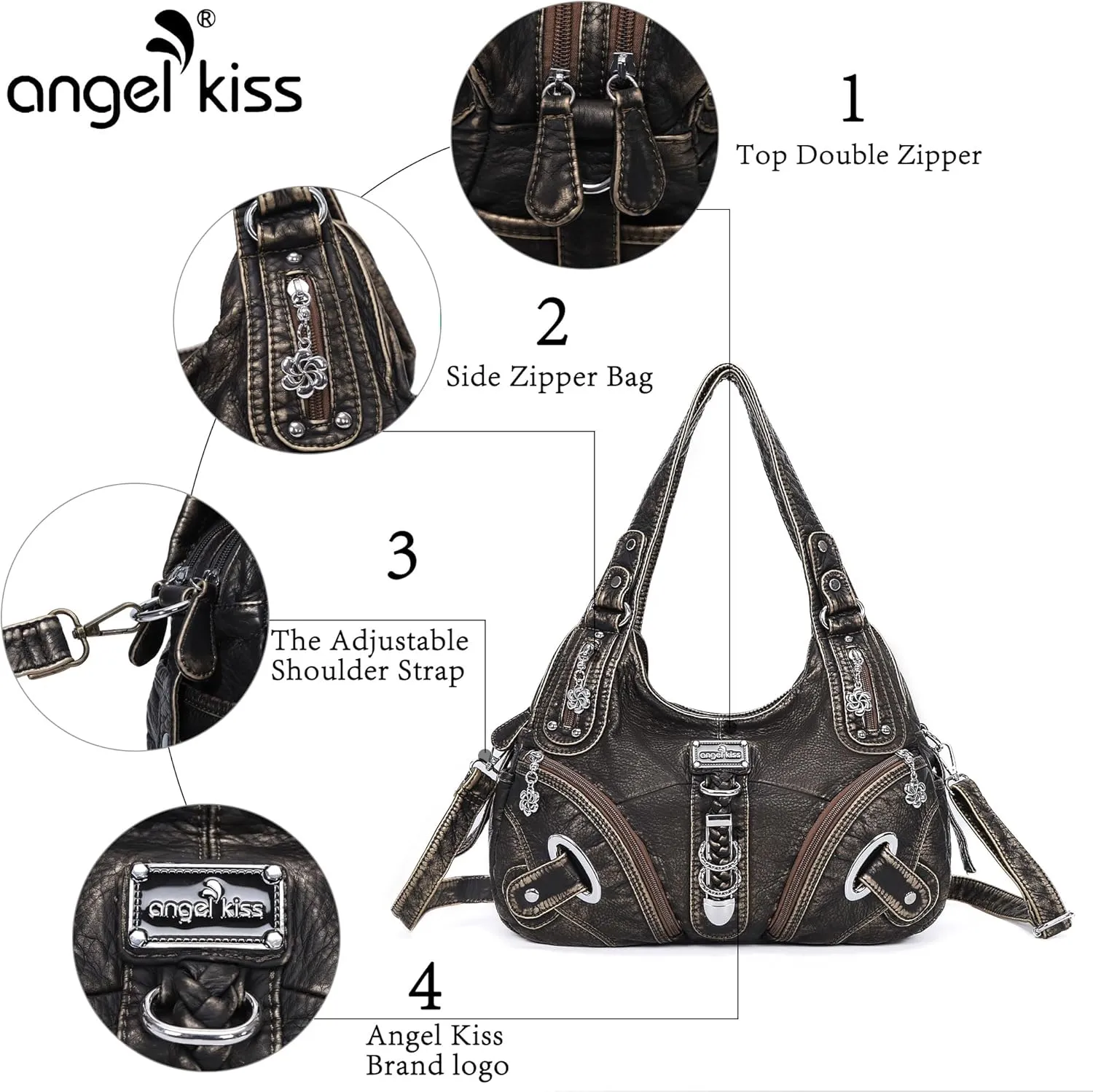 Angelkiss Hobo Purses and handbags for Women Satchel Handbag Women Purses Large Daily Shoulder Bags