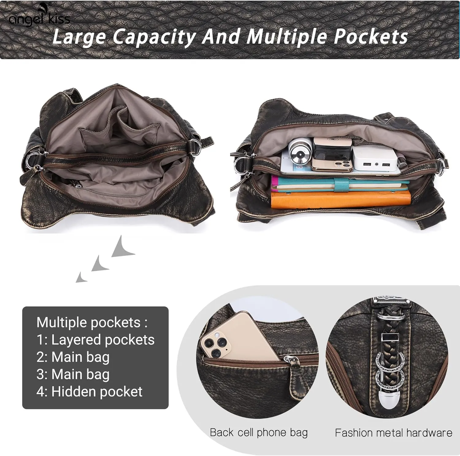 Angelkiss Hobo Purses and handbags for Women Satchel Handbag Women Purses Large Daily Shoulder Bags