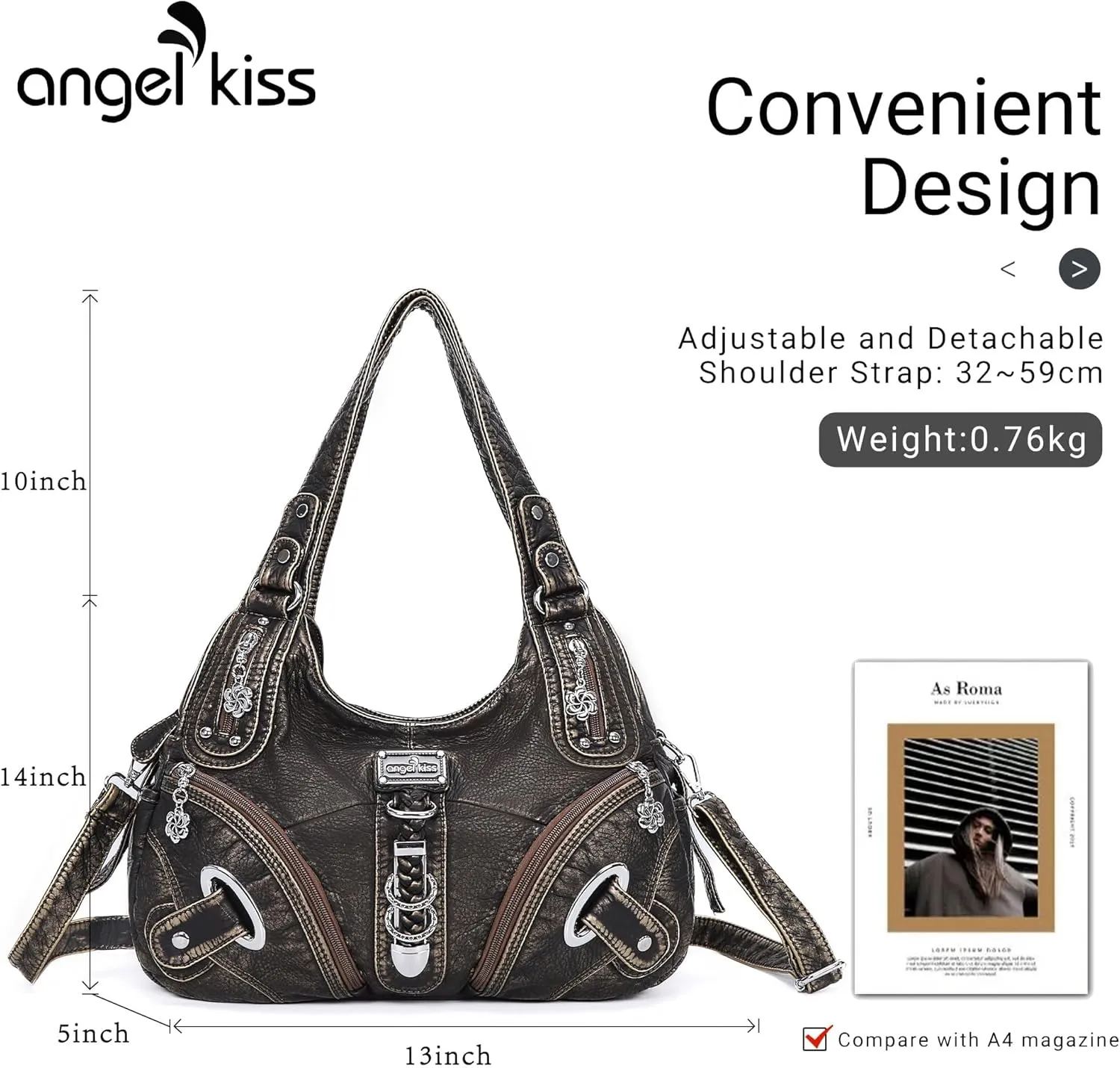 Angelkiss Hobo Purses and handbags for Women Satchel Handbag Women Purses Large Daily Shoulder Bags