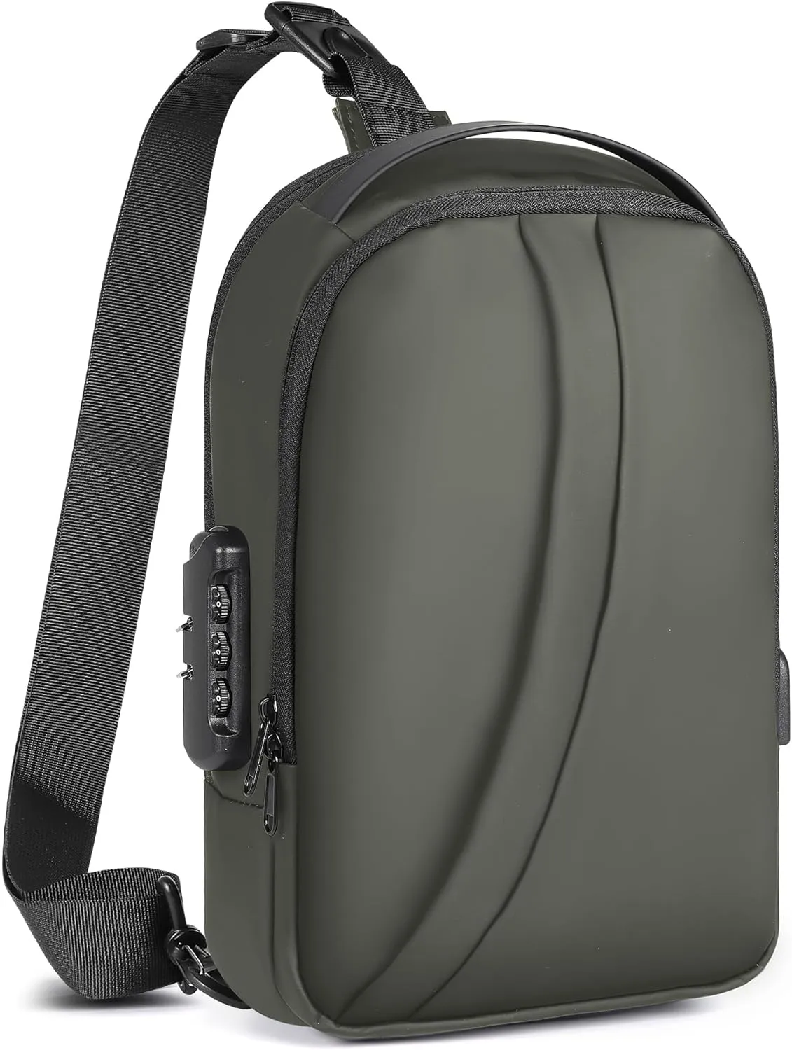 Anti Theft Crossbody Bag, Anti-theft Lock Sling Bag for Men Shoulder Bag with USB Charging Port