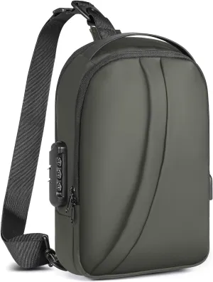 Anti Theft Crossbody Bag, Anti-theft Lock Sling Bag for Men Shoulder Bag with USB Charging Port