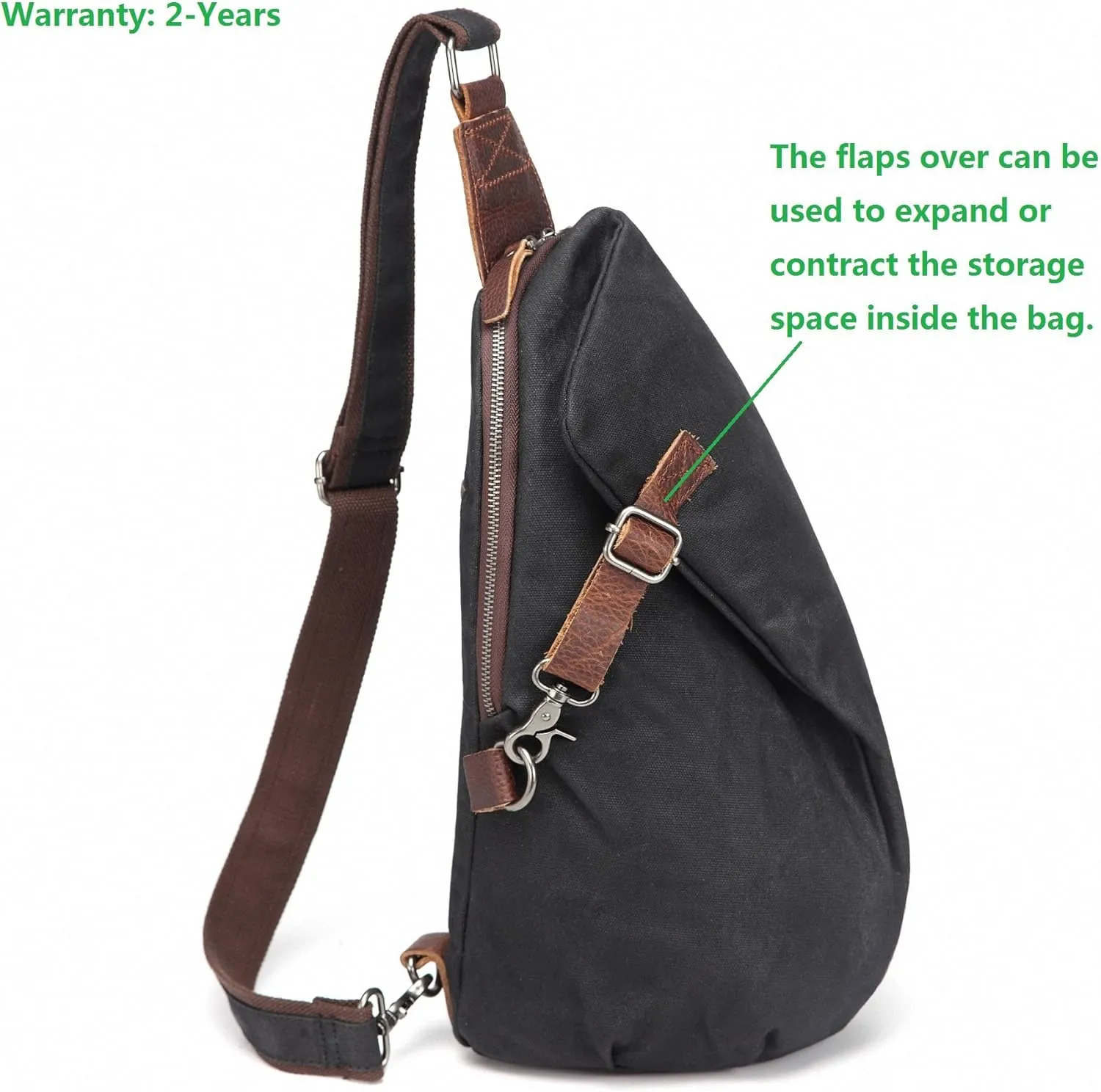 AOTIAN Unisex Sling Backpack Waxed Canvas Crossbody Bag Daypack 10 Liters, Height 14.5 Inches