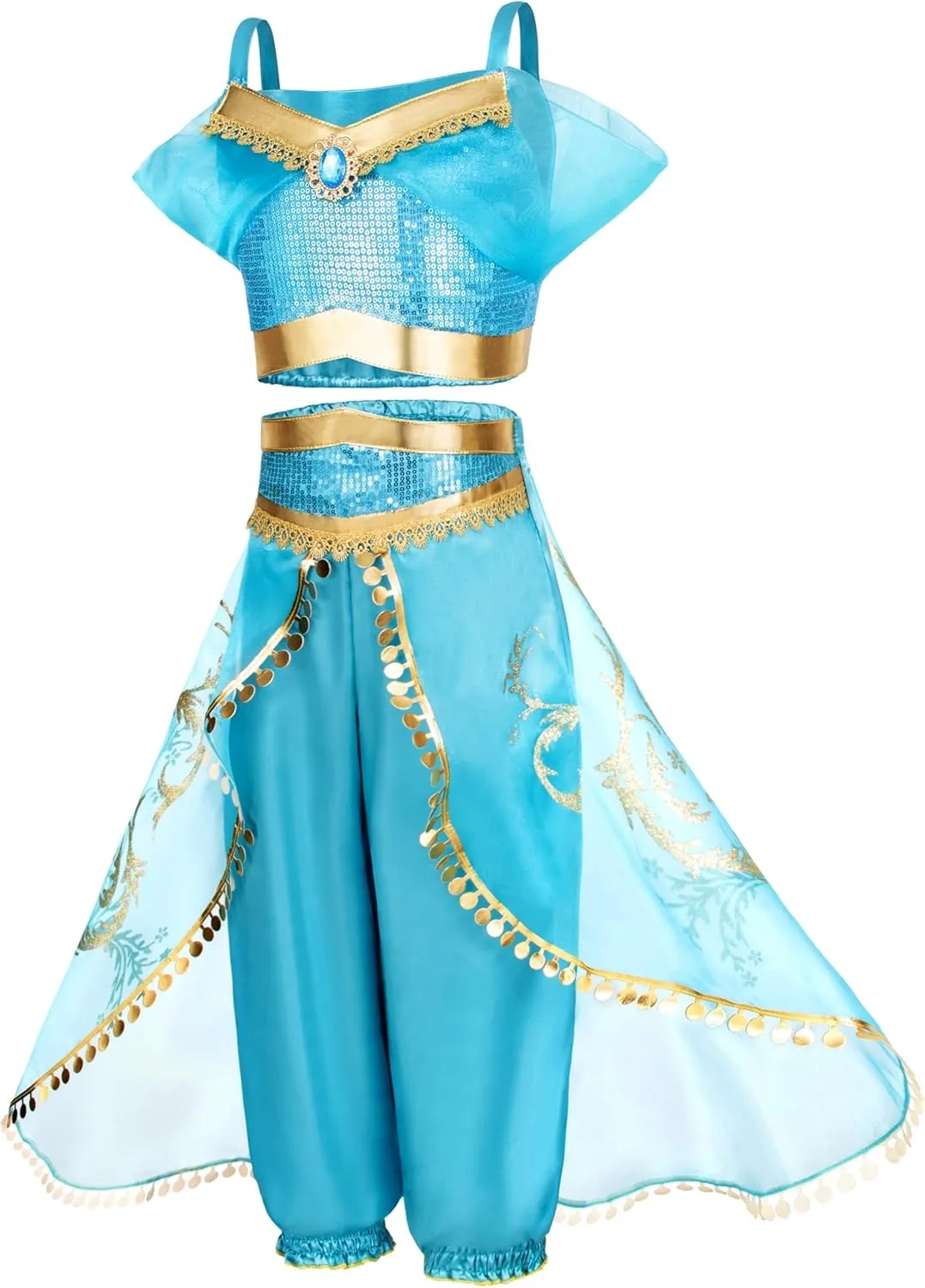 Arabian Princess Costume for Toddler Girls - with Sequin Small bag, Headband