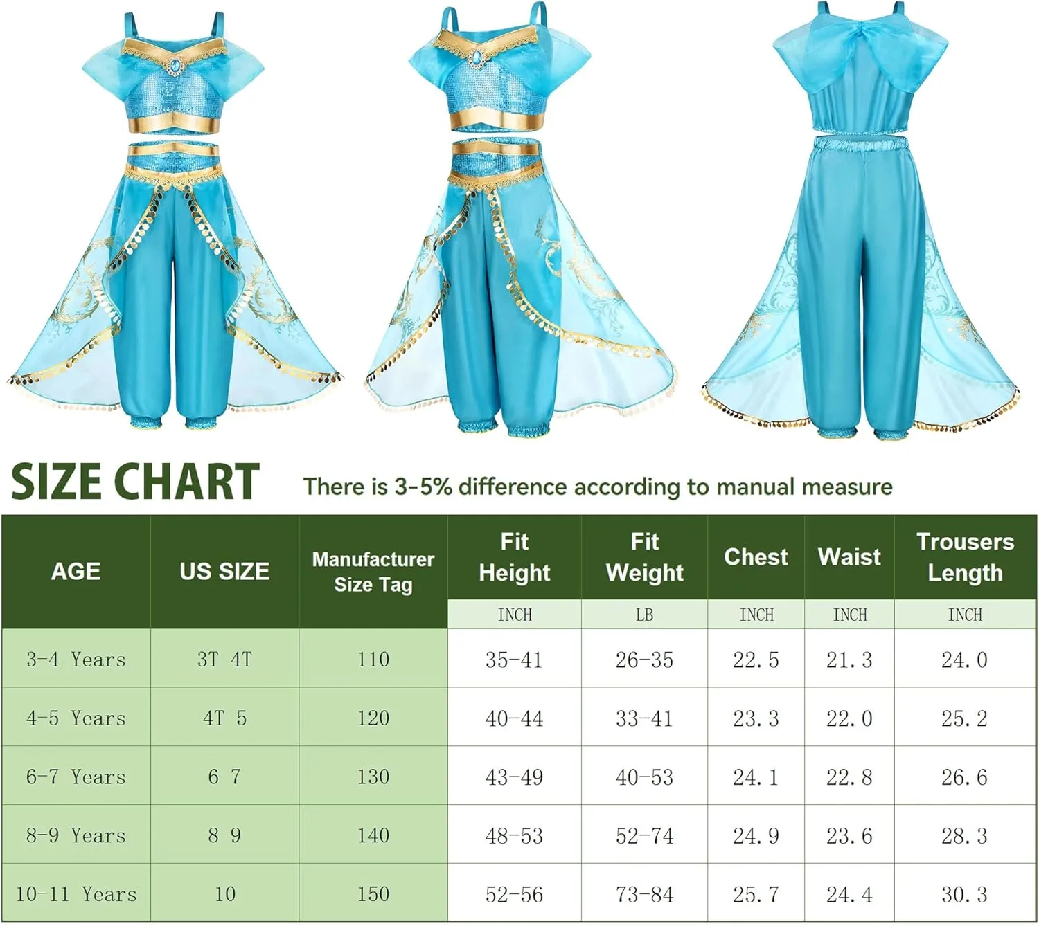 Arabian Princess Costume for Toddler Girls - with Sequin Small bag, Headband