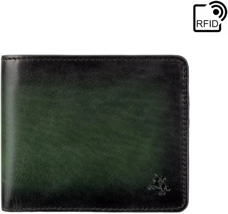 Atelier Collection Milo Leather Wallet RFID AT58, Burnish Blue (Burnish Green)