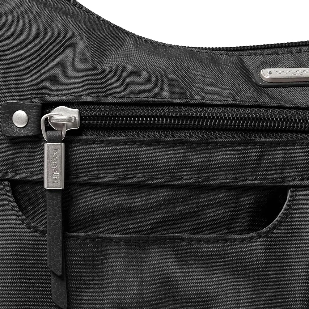 Baggallini Anywhere Hobo Crossbody Women 13x9.5 Water-Resistant Travel Purse Handbag Shoulder Bag W/RFID Wristlet