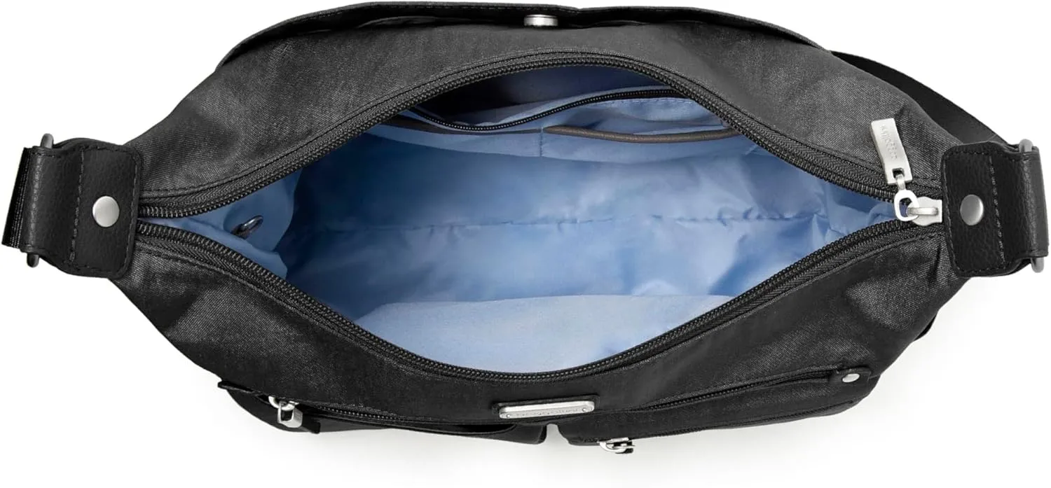 Baggallini Anywhere Hobo Crossbody Women 13x9.5 Water-Resistant Travel Purse Handbag Shoulder Bag W/RFID Wristlet