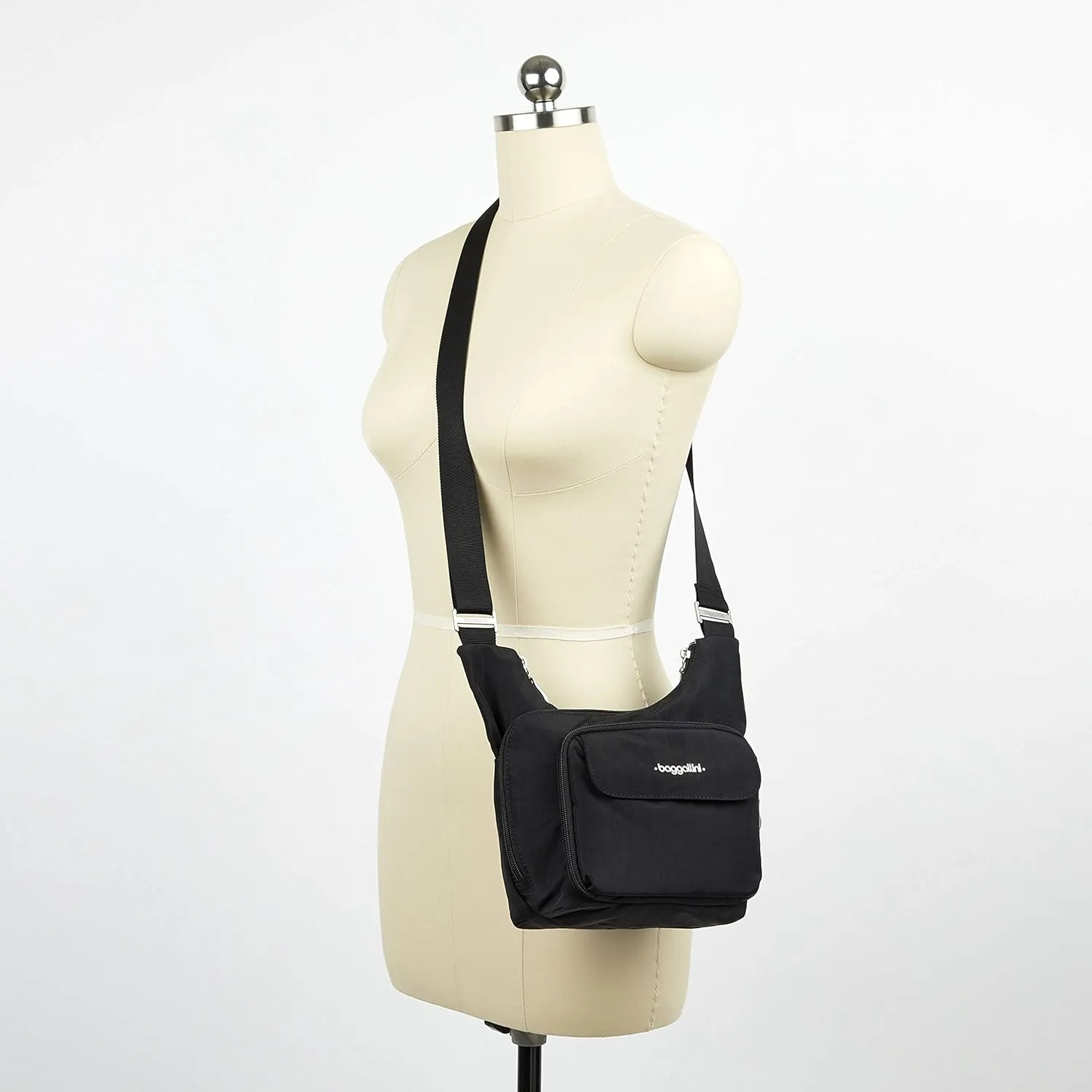 Baggallini Criss Cross 10x11 Crossbody Women Lightweight Water-Resistant Nylon Travel Bag W/RFID & Quick Access Pockets