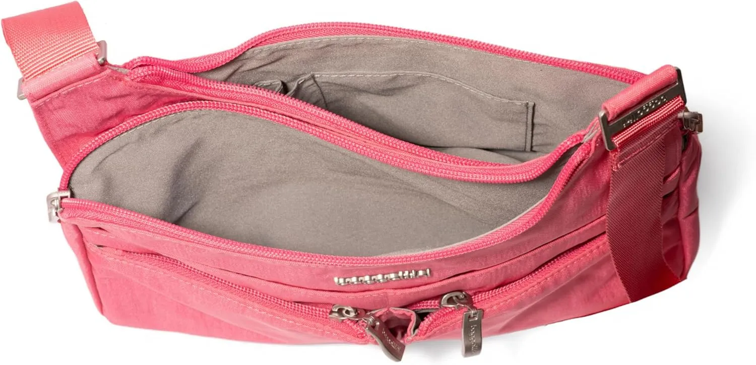 Baggallini Cross Over Crossbody Women 11x8.5 Medium Travel Bag Lightweight Water-Resistant Nylon Organized Handbag Purse