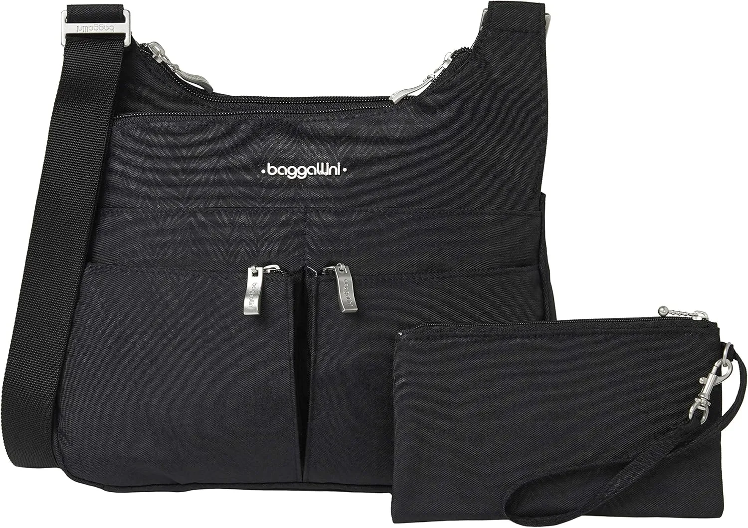 Baggallini Cross Over Crossbody Women 11x8.5 Medium Travel Bag Lightweight Water-Resistant Nylon Organized Handbag Purse