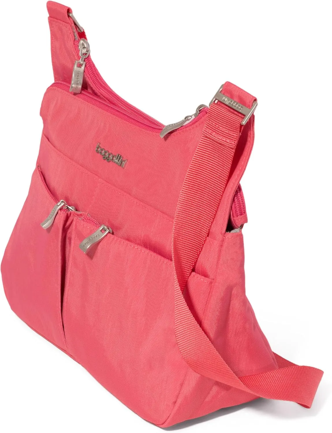 Baggallini Cross Over Crossbody Women 11x8.5 Medium Travel Bag Lightweight Water-Resistant Nylon Organized Handbag Purse
