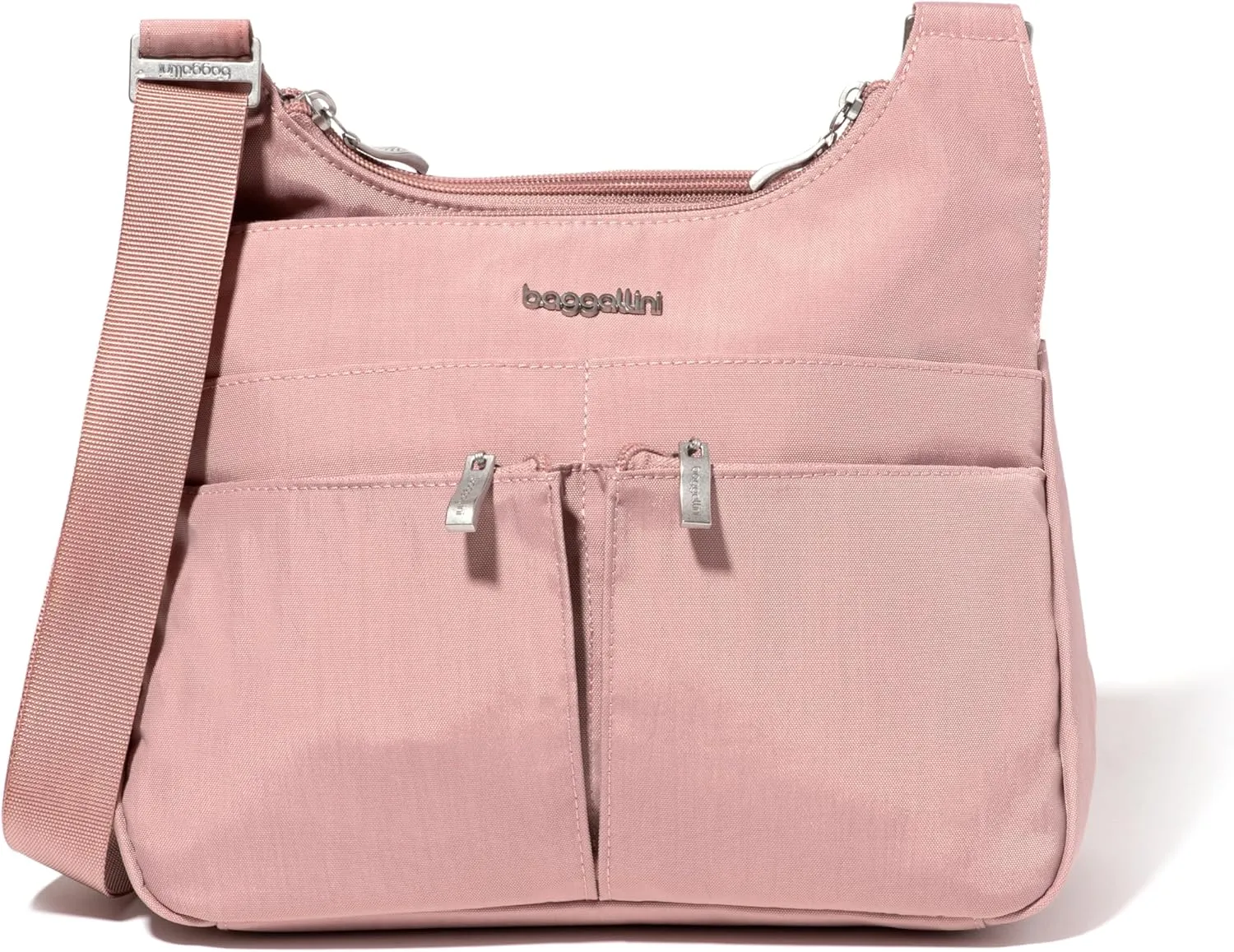 Baggallini Cross Over Crossbody Women 11x8.5 Medium Travel Bag Lightweight Water-Resistant Nylon Organized Handbag Purse