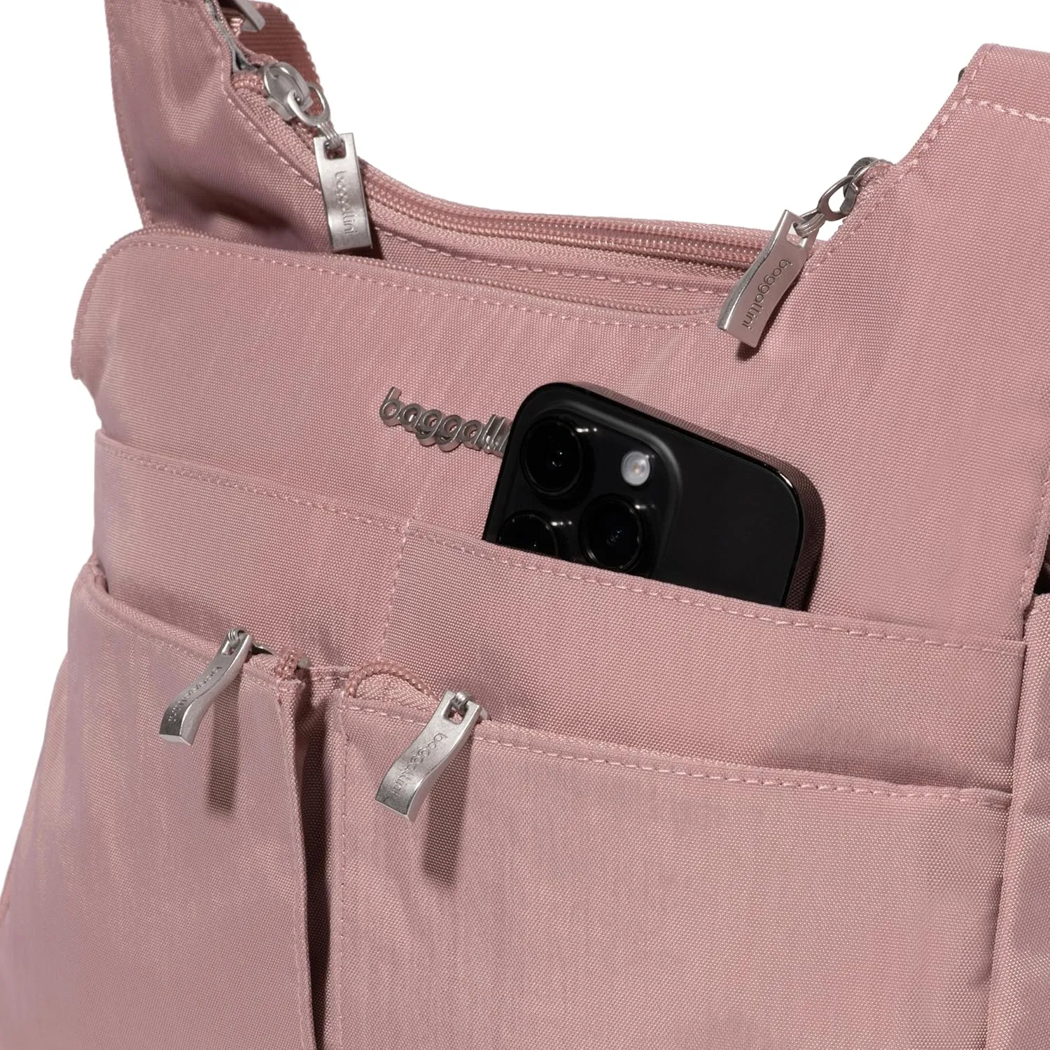 Baggallini Cross Over Crossbody Women 11x8.5 Medium Travel Bag Lightweight Water-Resistant Nylon Organized Handbag Purse