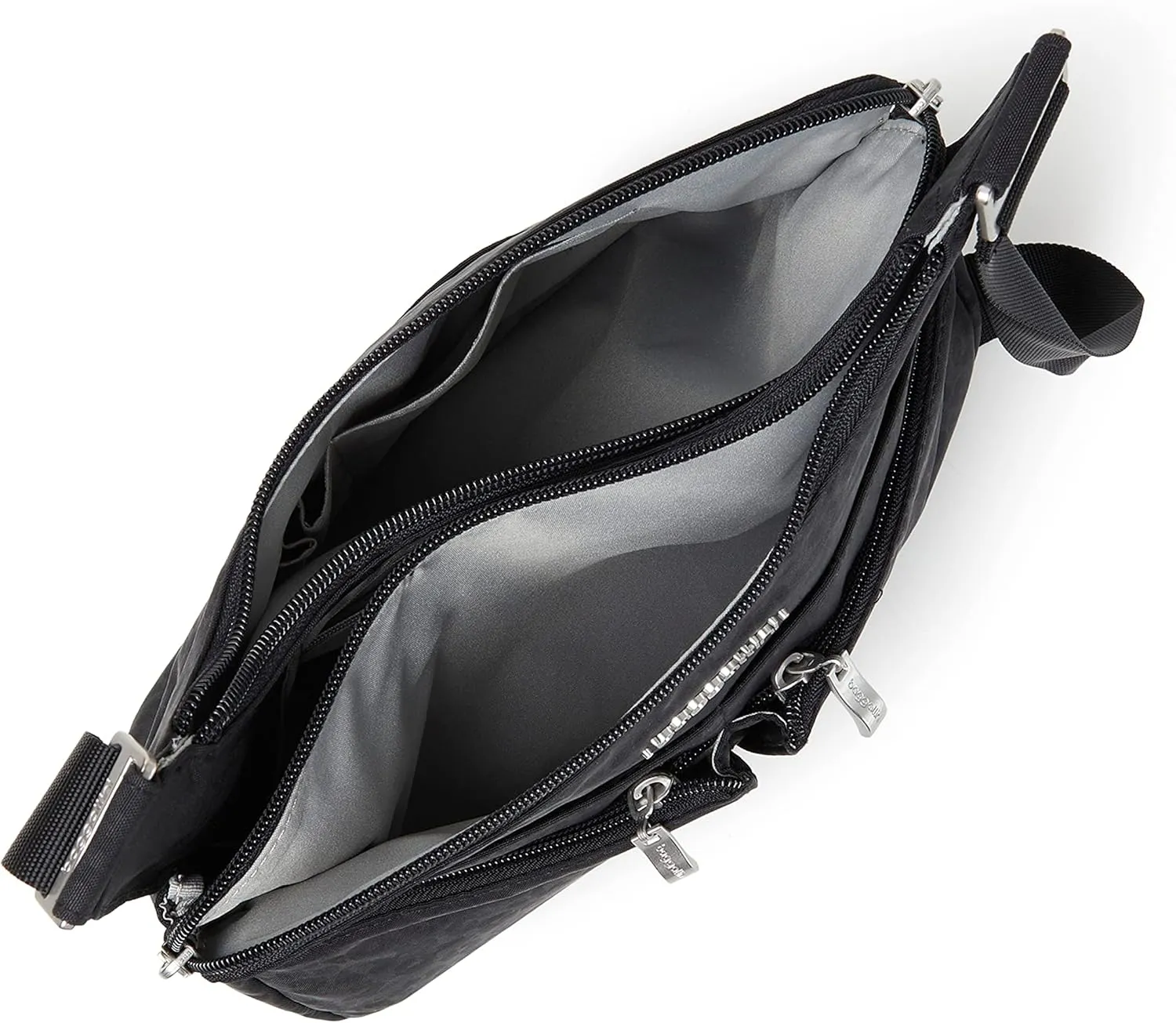 Baggallini Cross Over Crossbody Women 11x8.5 Medium Travel Bag Lightweight Water-Resistant Nylon Organized Handbag Purse