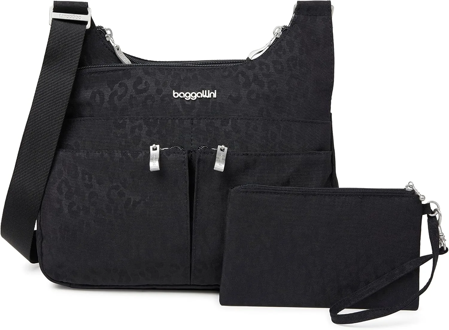 Baggallini Cross Over Crossbody Women 11x8.5 Medium Travel Bag Lightweight Water-Resistant Nylon Organized Handbag Purse