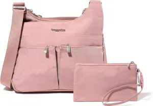 Baggallini Cross Over Crossbody Women 11x8.5 Medium Travel Bag Lightweight Water-Resistant Nylon Organized Handbag Purse