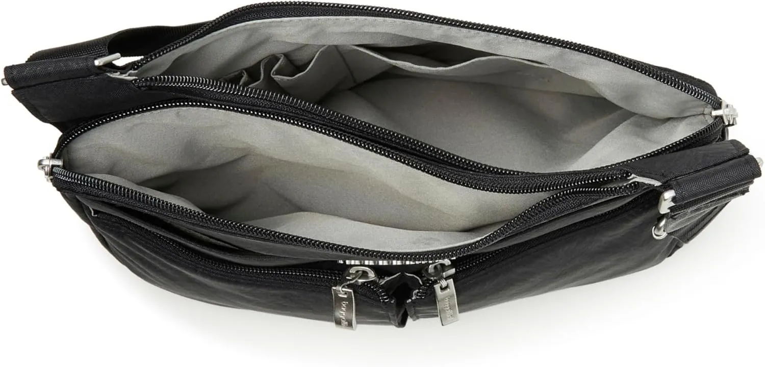 Baggallini Cross Over Crossbody Women 11x8.5 Medium Travel Bag Lightweight Water-Resistant Nylon Organized Handbag Purse